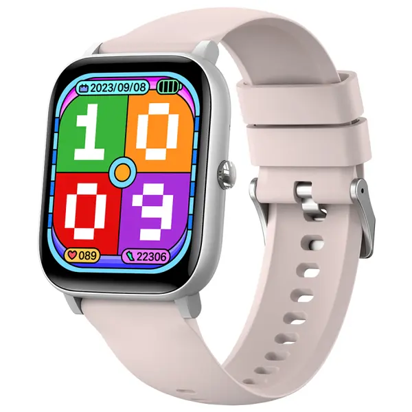 Smartwatch iSEN C09, Silver, Curea TPU Roz, 1.85 TFT, Ritm Cardiac, Tensiune Arteriala, Oxigen in Sange (SpO2), ECG, 7 Moduri Sport, Notificari Apeluri Mesaje, 200 mAh, Android 5.0 iOS 10.0