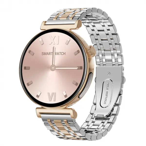 Smartwatch iSEN JA02 Gold, AMOLED 1.23 HD, Glicemie, Apel Bt, Apel SOS, Asist. vocala, Nivel radiatii, EKG, Acid uric, Lipide sange, Termometru, Masa corporala, 240mAh