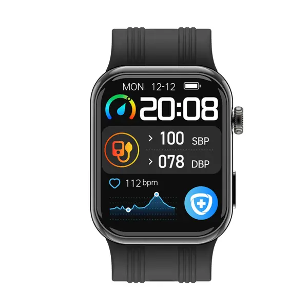 Smartwatch iSEN K2, Negru, 1.95 HD, ECG, Tensiune Arteriala, Oxigen Sange, Bluetooth 5.2, Apeluri, Monitorizare Sanatate