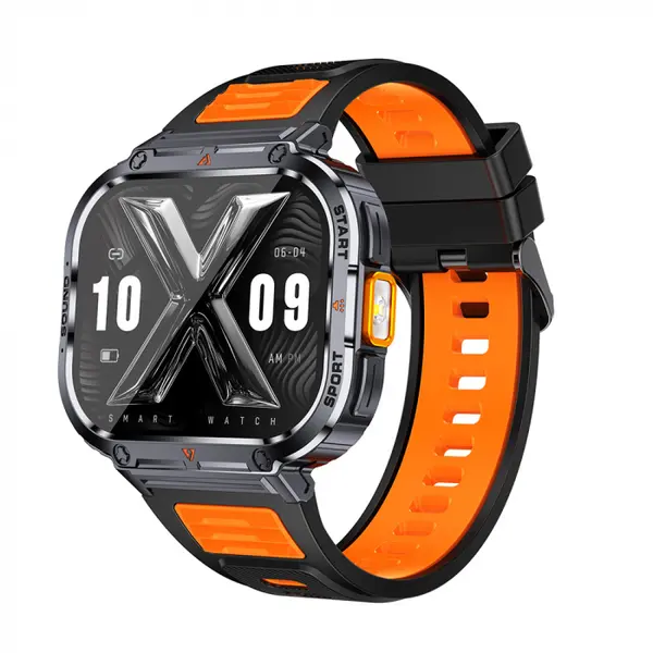 Smartwatch iSEN NX23 Portocaliu, 2.0 HD, HRV, ECG, Functii Sanatate, Functii sport, Bluetooth Call, Control muzica, Flashlight, 400 mAh, Compatibil iOS Android