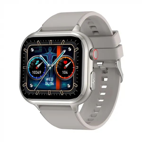 Smartwatch iSEN TK17 Alb, Silicon, 1.91 HD, ECG, Ritm Cardiac, Oxigen in Sange, Glicemie, Tensiune Arteriala, Acid Uric, BMI, Monitorizare Somn, Moduri Sport, Apeluri, Control Muzica, Vreme, 380mAh