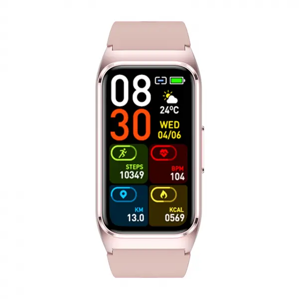 Smartwatch iSEN TK75 Roz, 1.47 HD, Ritm Cardiac, Oxigen in Sange, Tensiune, Glicemie, Acid Uric, Lipide, Urmarire Somn, Moduri Sport, Apel Bluetooth, Control Muzica, Vreme, 250mAh