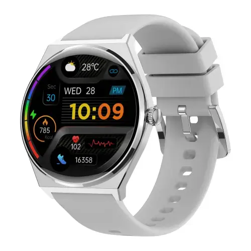 Smartwatch Maxcom EcoWatch 5, Ecran 1.43inch AMOLED, IP68, Monitorizare sport (Argintiu)