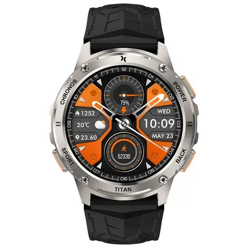 Smartwatch Maxcom FW110CZ Titan Chronos, Ecran 1.43” AMOLED Corning Gorilla Glas, IP69K, 5ATM (Argintiu)