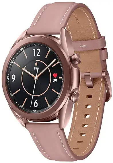 Smartwatch Samsung Galaxy Watch 3 SM-R855, Procesor Dual-Core 1.15GHz, Super AMOLED 1.2inch, 1GB RAM, 8GB Flash, Bluetooth, Wi-Fi, 4G, Carcasa Aluminiu, Bratara Piele 41mm, Rezistent la apa si praf, Tizen (Auriu)