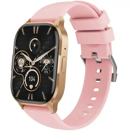 Smartwatch XO Design J10, Ecran AMOLED 2.04inch, Bluetooth, NFC, Monitorizare tensiune si somn, Amintire hidratare, IP67 (Auriu/Roz)