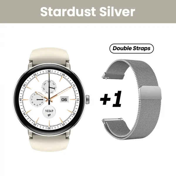 Smartwatch Zeblaze Lily 2 Argintiu, 1.2 Ultra HD AMOLED, HRV, ECG, Monitorizare sanatate, Functii sport, Bluetooth Call, 200 mAh, Android 5.0 or iOS 10.0 sau mai recent