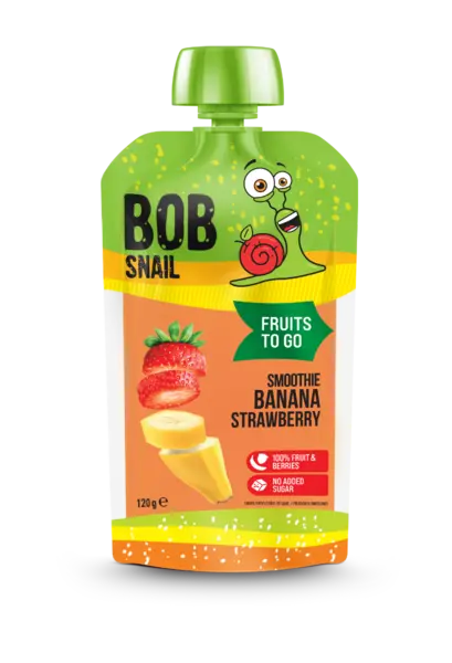 Smoothie cu banana si capsuni, 120g, Bob Snail