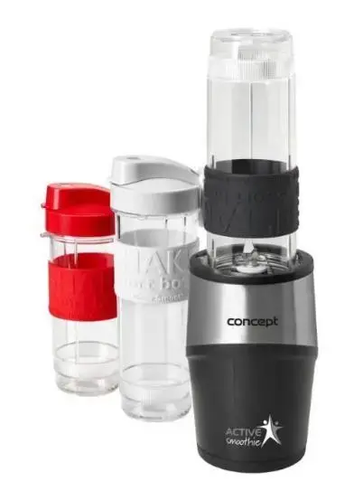 Smothie maker Concept SM3385, 500 W, 2 x 570 ml + 1 x 400 ml, Recipiente tritan fara BPA (Negru)