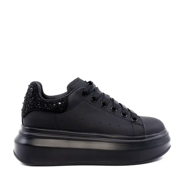 Sneaker femei Enzo Bertini negri din piele cu ștrasuri 3861DP262N