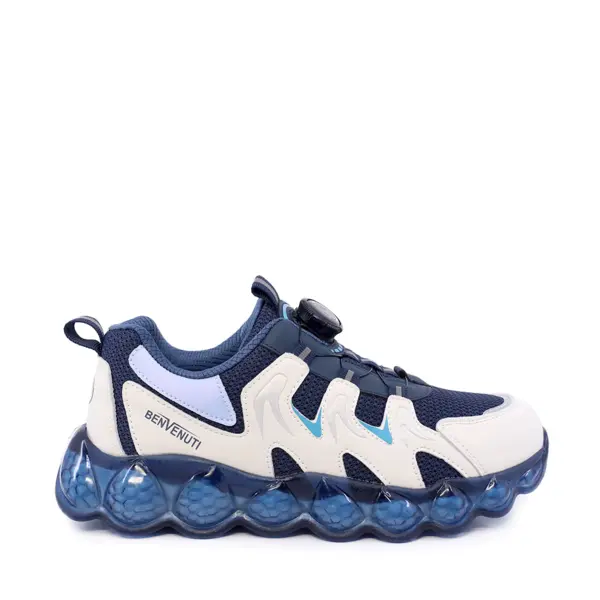 Sneakers baieți Benvenuti bleumarin din piele și material textil 3791MP014BL
