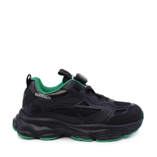 Sneakers baieți Benvenuti negri din material textil și sintetic 3791MP025N