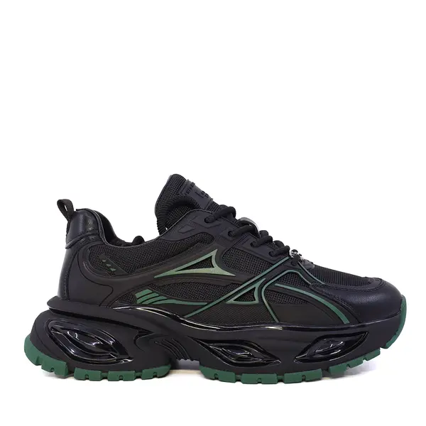 Sneakers bărbați Enzo Bertini negri din piele și textil 3661BP855N