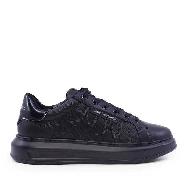 Sneakers bărbați Karl Lagerfeld Kapri Mens Monogram negri din piele 2052BP52549N