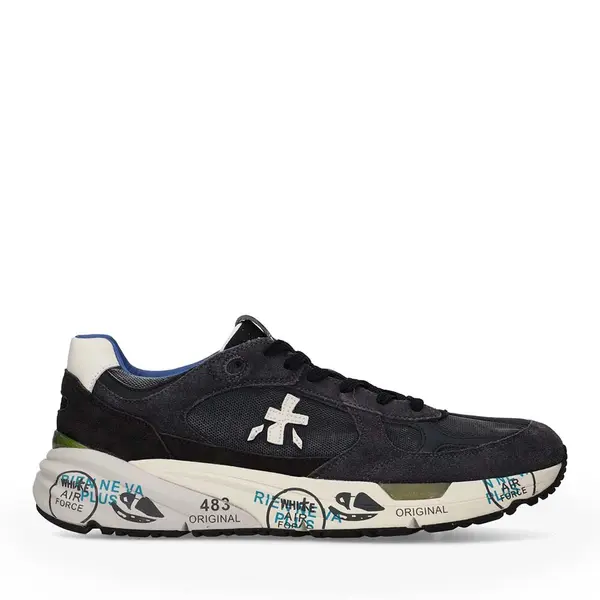 Sneakers bărbați Premiata Mase gri închis din piele întoarsă și textil 1691BP8014GR