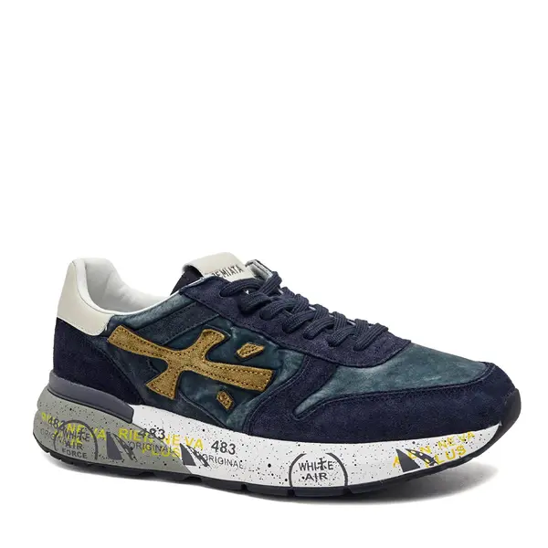 Sneakers bărbați Premiata Mick bleumarin din piele și textil 1692BP8435BL