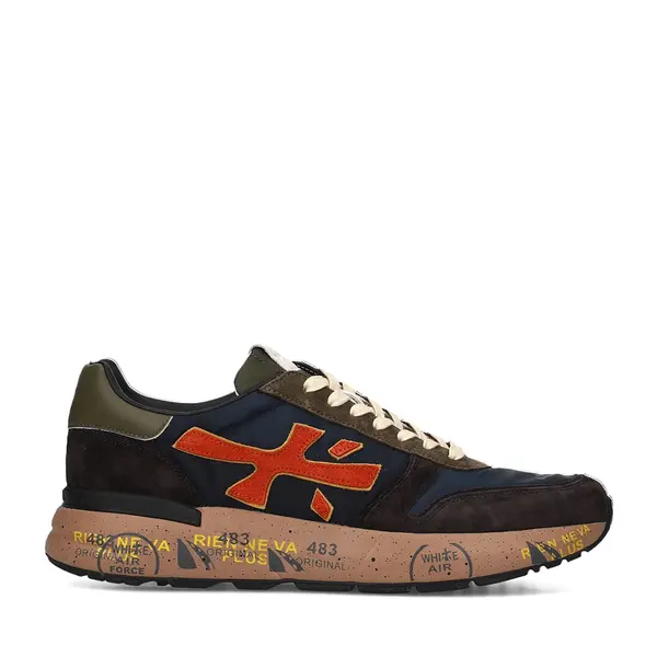 Sneakers bărbați Premiata Mick bleumarin din piele și textil 1690BP7721BL