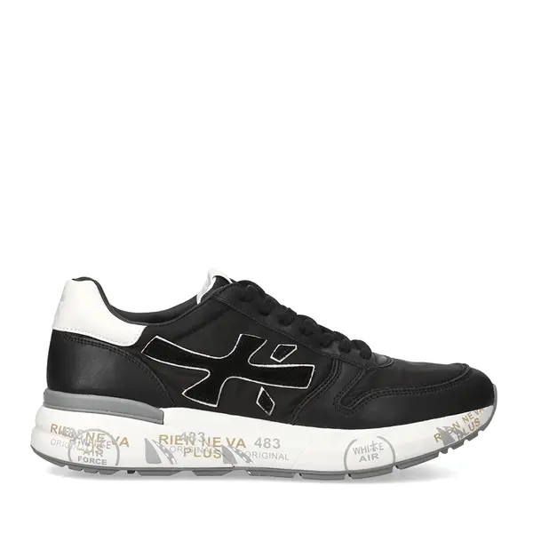 Sneakers bărbați Premiata Mick negri din piele naturală și textil 1690bp7249n