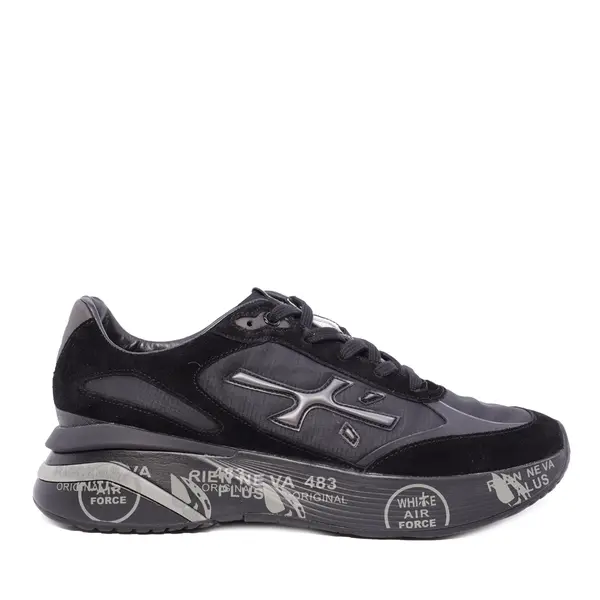 Sneakers bărbați Premiata Moerun negri din piele întoarsă și textil 1691bp6445n