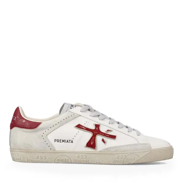 Sneakers bărbați Premiata Steven albi din piele naturală 1699BP6970A