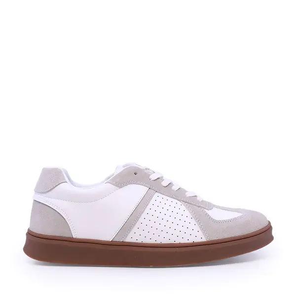 Sneakers bărbați Thezeus albi din piele și piele întoarsă 2349BP24060A