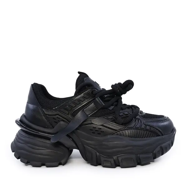 Sneakers chunky femei Enzo Bertini negri din piele și textil 3862dp181n