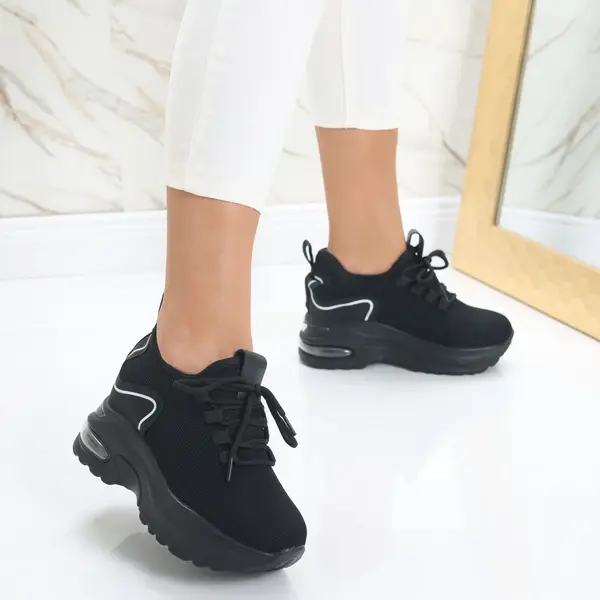 Sneakers dama cu Platforma Negri din Textil Tarina