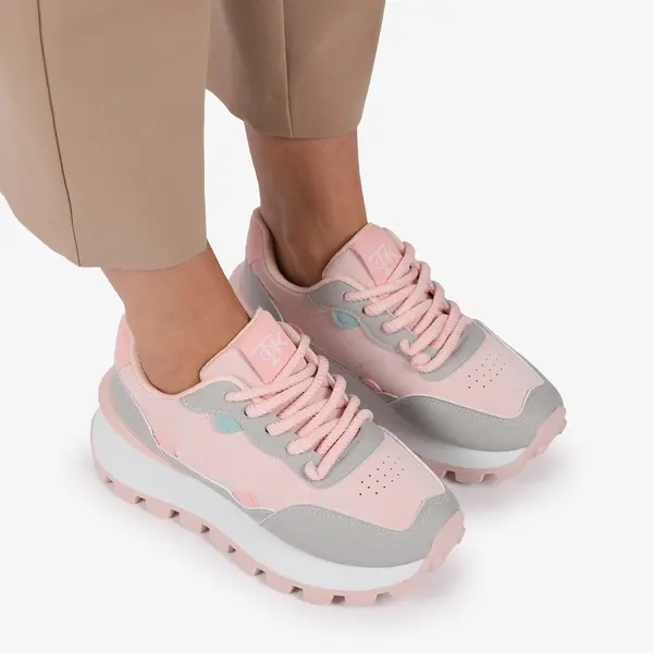 SNEAKERS din PIELE ECOLOGICA SI TEXTIL CRL1514 Roz