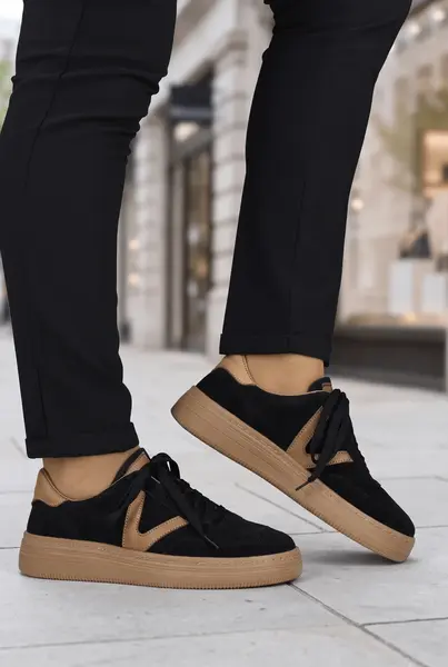Sneakers din Piele Naturala Negri - JOANA BLACK