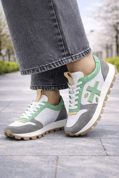 Sneakers din Piele Naturala Verde - CORYA GREEN