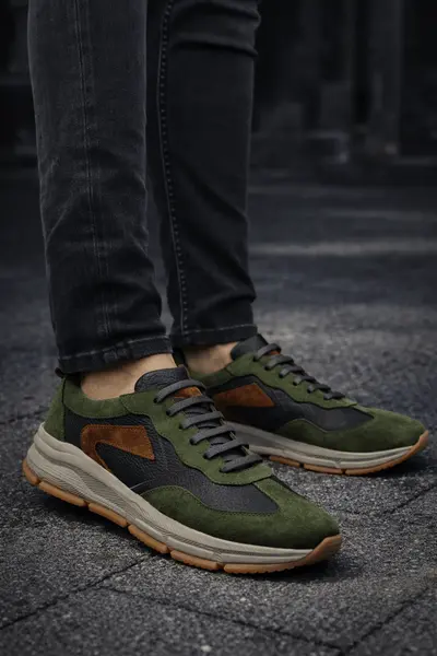 Sneakers din Piele Naturala Verzi - VEX GREEN