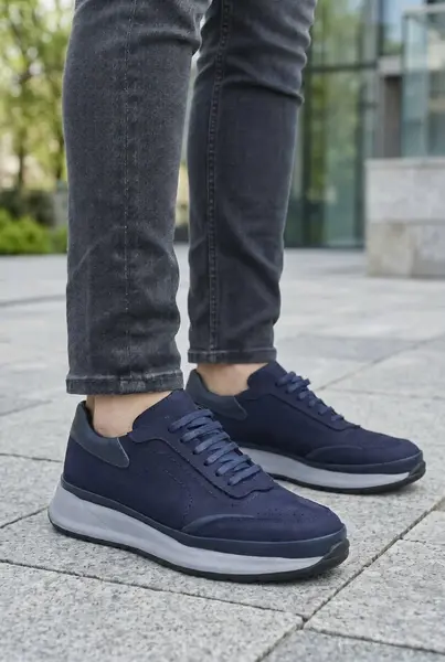 Sneakers din Piele Nubuk Albastri - FICO BLU