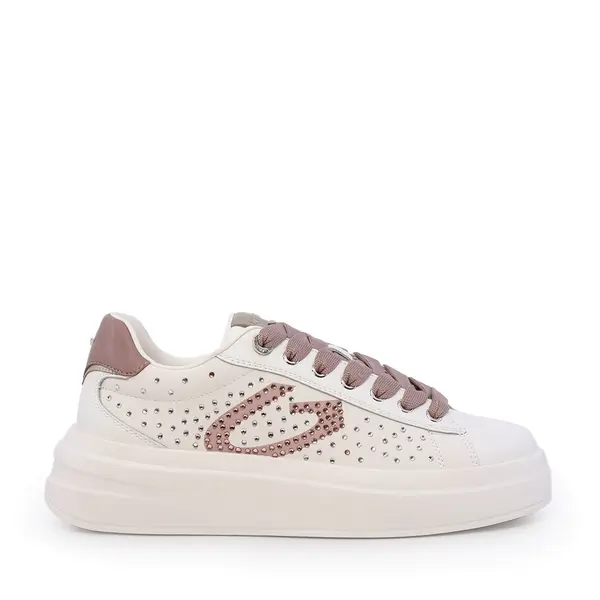 Sneakers femei Alberto Guardiani Aeris Strass albi 811DP61514A