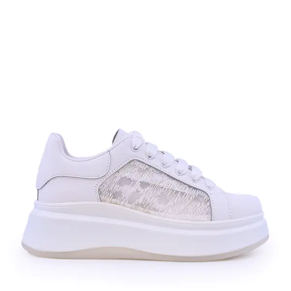 Sneakers femei Benvenuti albi din piele ți textil 1279DPF4512A