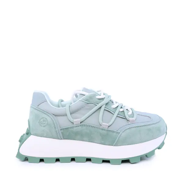 Sneakers femei Benvenuti cu șiret dublu verzi din piele întoarsă și textil 1991DP0480VV