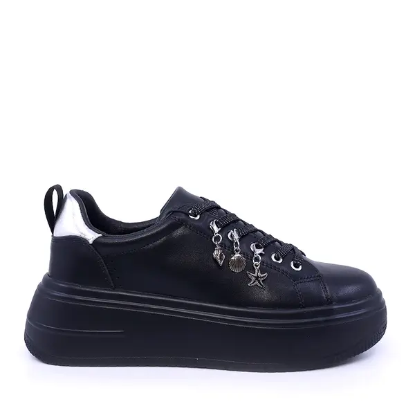 Sneakers femei Benvenuti negri din piele cu accesorii detașabile 2041DP2463N
