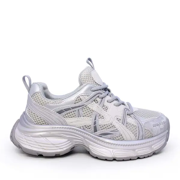Sneakers femei Luca di Gioia argintii din piele și textil 3841DP096AG
