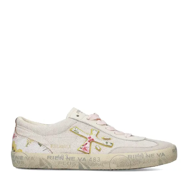 Sneakers femei Premiata David-D albi din piele și textil 1691DP8103A