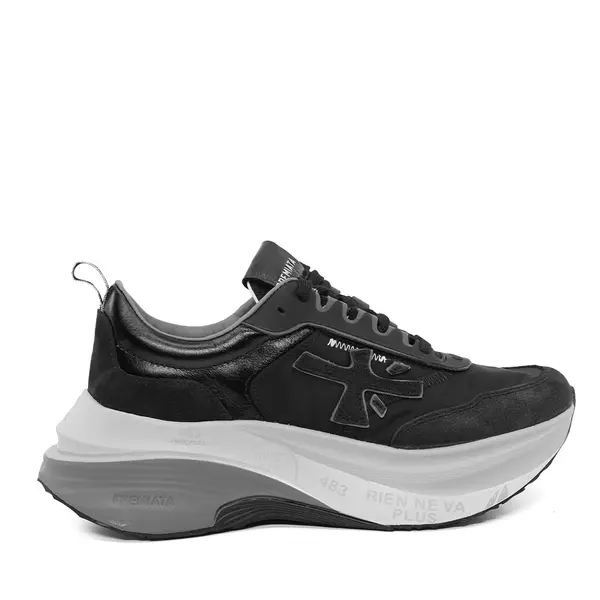 Sneakers femei Premiata Hill negri din piele și textil 1692DP8524N