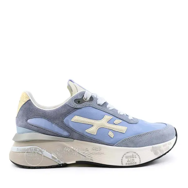 Sneakers femei Premiata Moerun-D albastri din piele și textil 1691DP8082BL