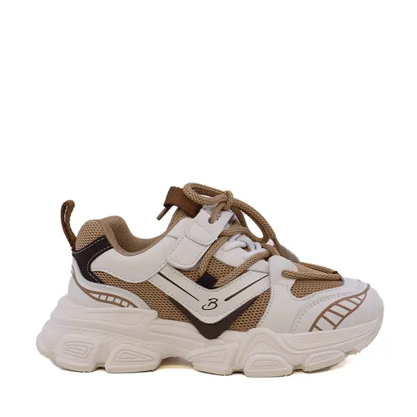 Sneakers fetițe Benvenuti bej din piele și material textil 3791FP060BE