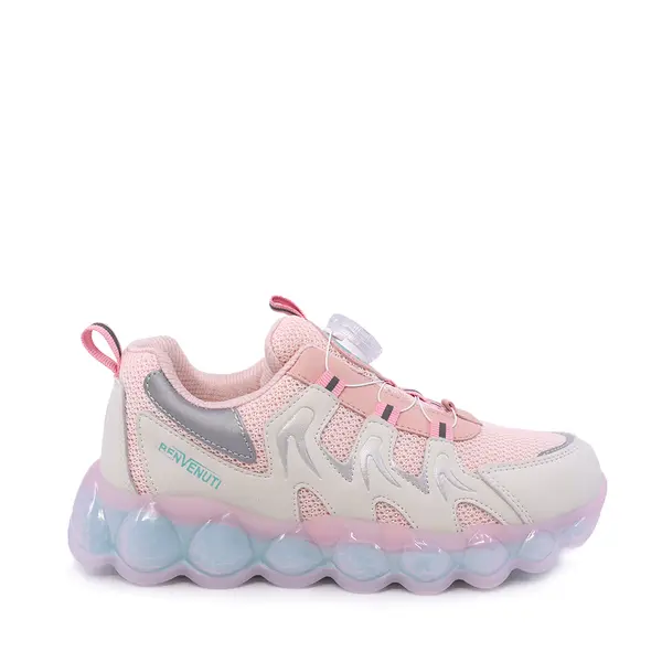 Sneakers fetițe Benvenuti roz din piele și material textil 3791FP014RO