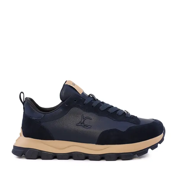 Sneakers ușori bărbați Luca di Gioia bleumarin din piele și velur 3911BP031BL