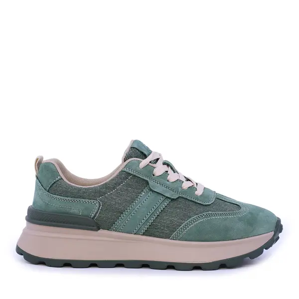 Sneakers ușori femei Benvenuti verzi din piele și textil 1992DP6527VV