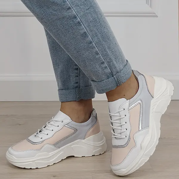 Sneakersi albi din piele naturala 5092 M2