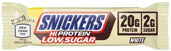 Snickers Hi Protein Low Sugar, ciocolată albă, 57 g, Mars Protein