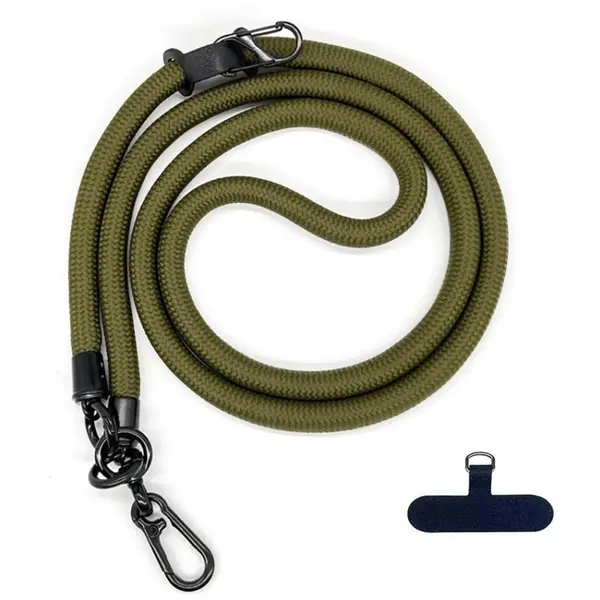 Snur pentru Telefon, Zamo®, din Nailon Rezistent si Carabina Inoxidabila, Lungime 60cm, Grosime 0.60cm, Universal, Culoare Verde