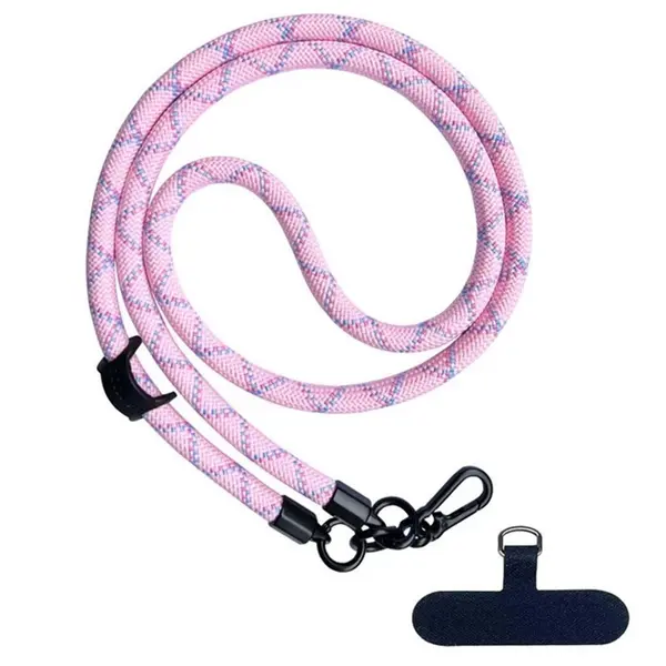 Snur pentru Telefon, Zamo®, din Nailon Rezistent si Carabina Inoxidabila, Lungime 60cm, Grosime 0.60cm, Universal, Culoare Roz