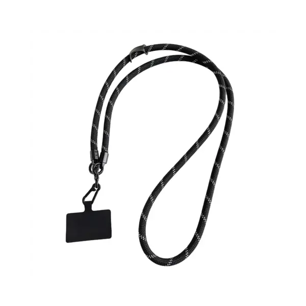 Snur pentru Telefon, Zamo®, din Nailon Rezistent si Carabina Inoxidabila, Lungime 60cm, Grosime 1cm, Universal, Negru