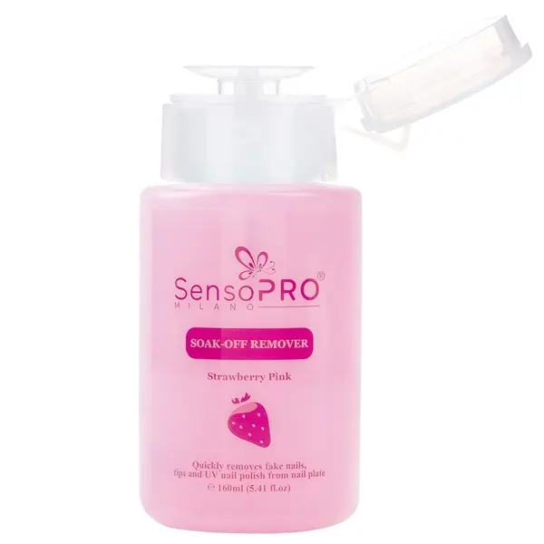 Soak Off Remover SensoPRO Milano Strawberry - Indepartare gel, oja semipermanenta, tipsuri, 160 ml